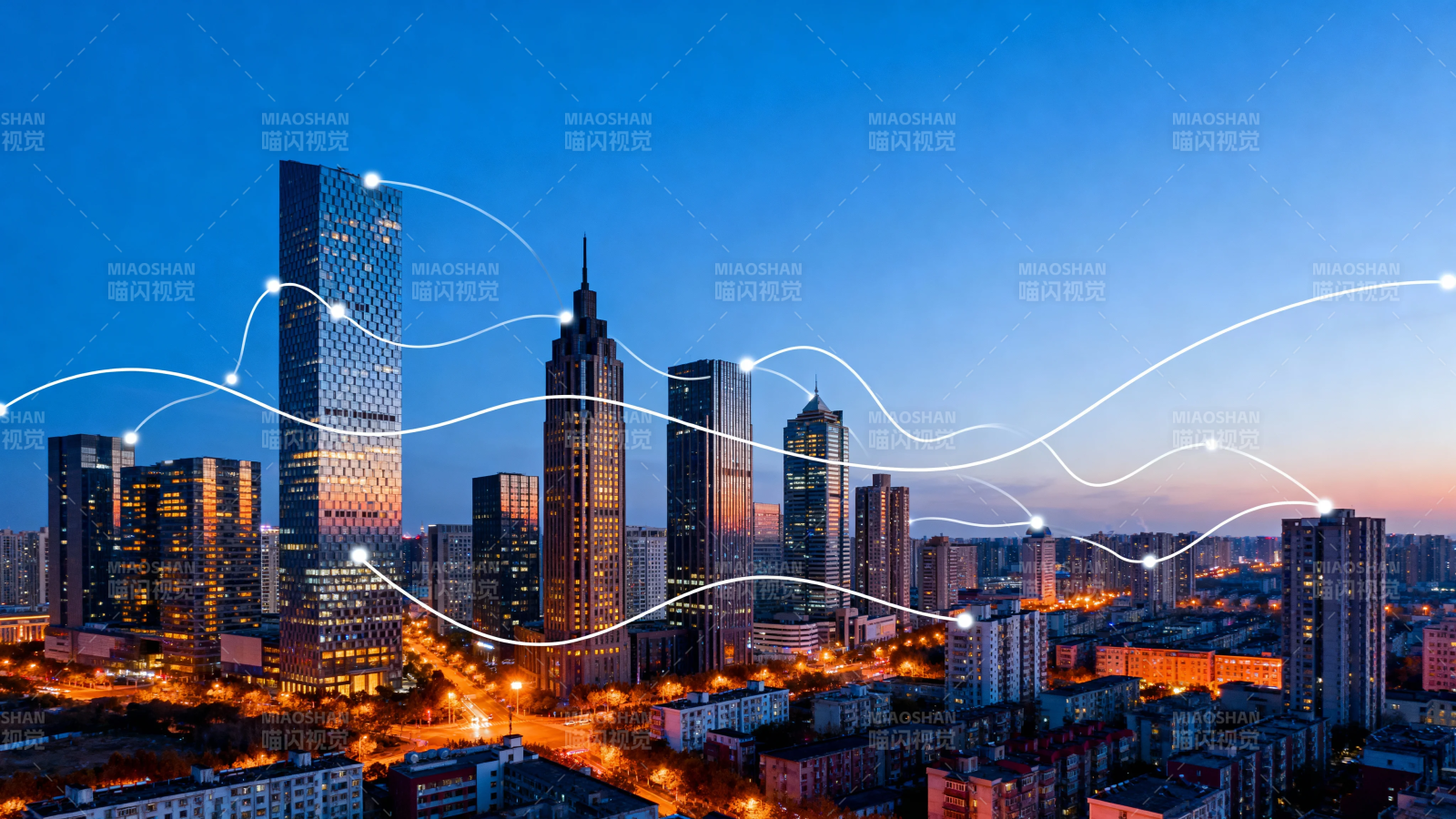 智慧城市夜景互联图图片