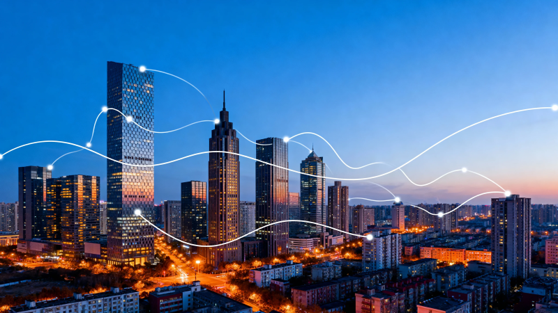 智慧城市夜景互联图图片