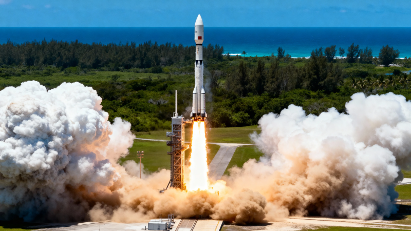 火箭发射 海天为背景图片