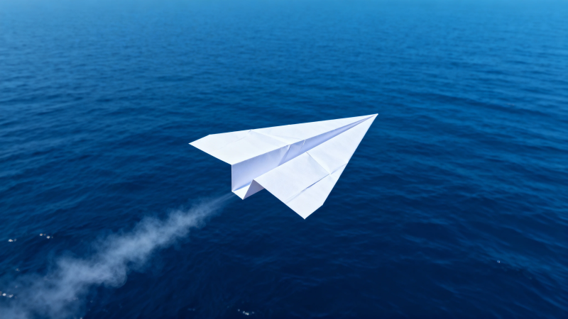 纸飞机掠过蓝海图片