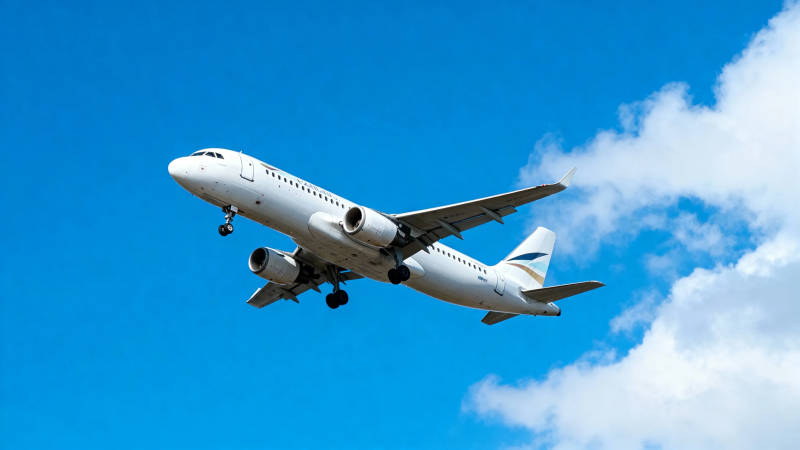 飞机蓝天翱翔 云伴左右图片