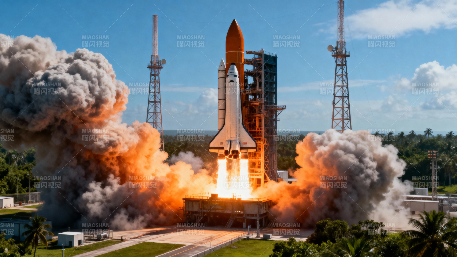 航天飞机发射升空瞬间图片