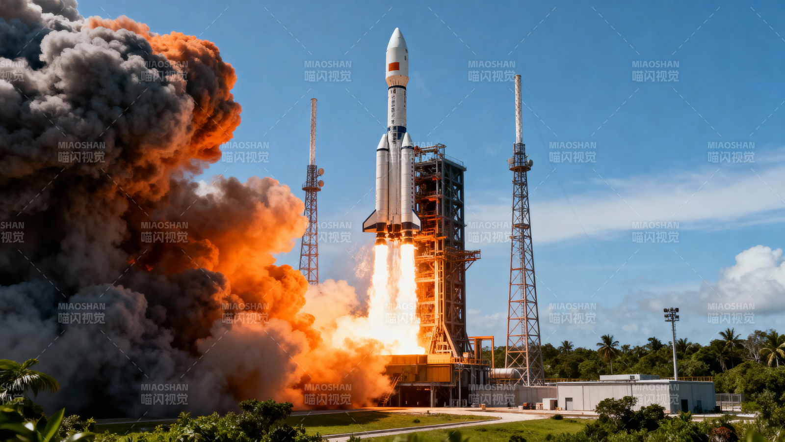 火箭发射 烈焰冲天图片