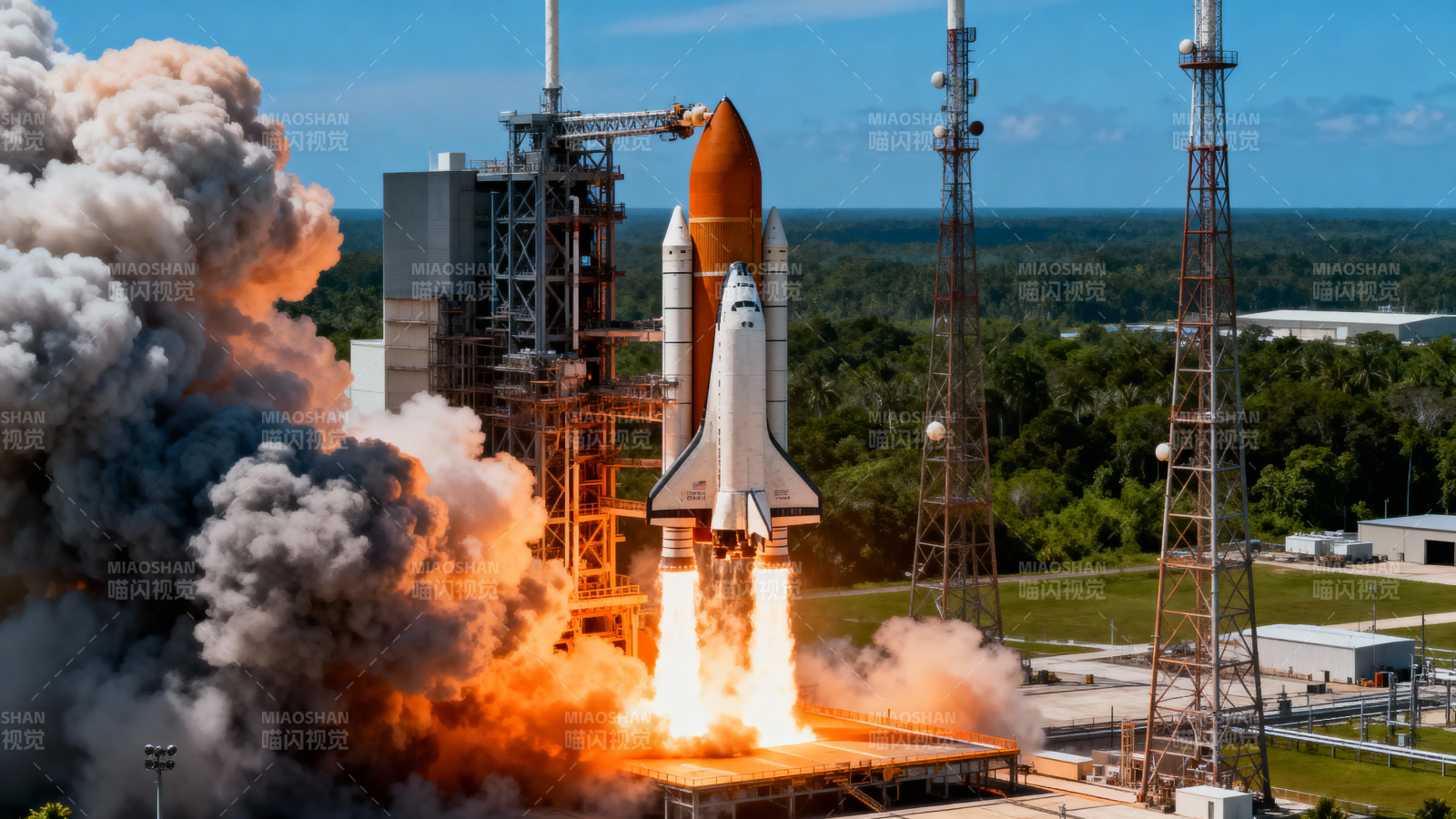 航天飞机发射升空瞬间图片