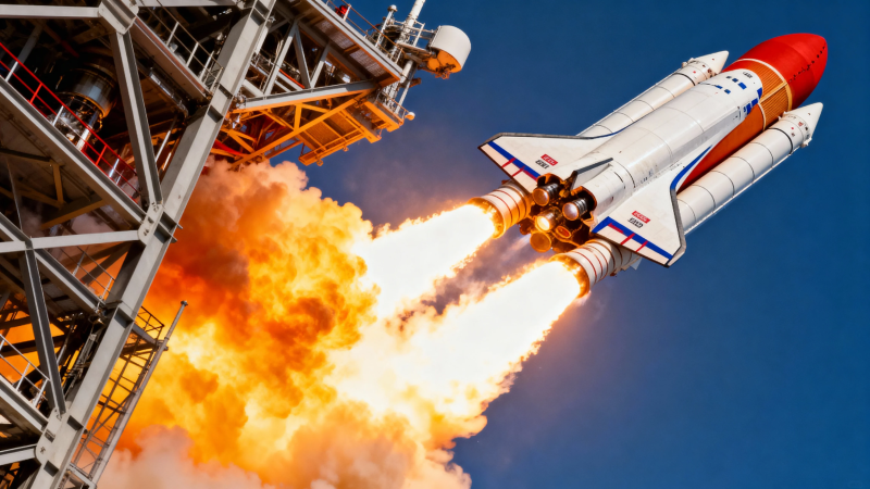 航天飞机发射升空瞬间图片