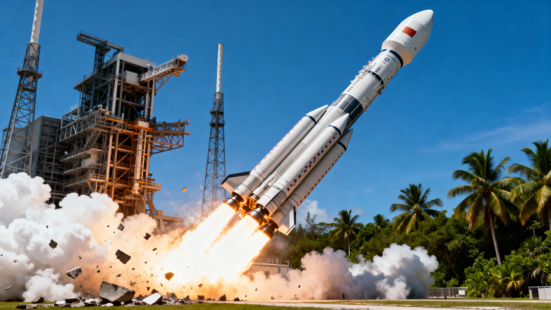 火箭发射 烈焰腾空图片