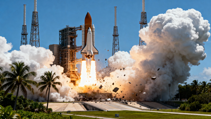 航天飞机发射瞬间图片