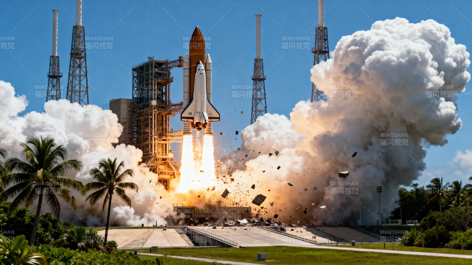 航天飞机发射瞬间图片