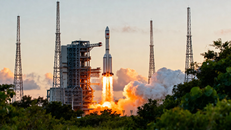 火箭发射 烈焰升空图片