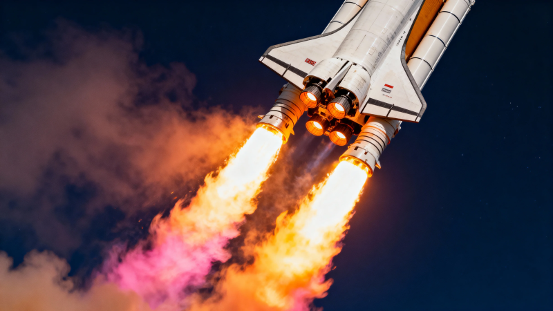 航天飞机点火升空瞬间图片