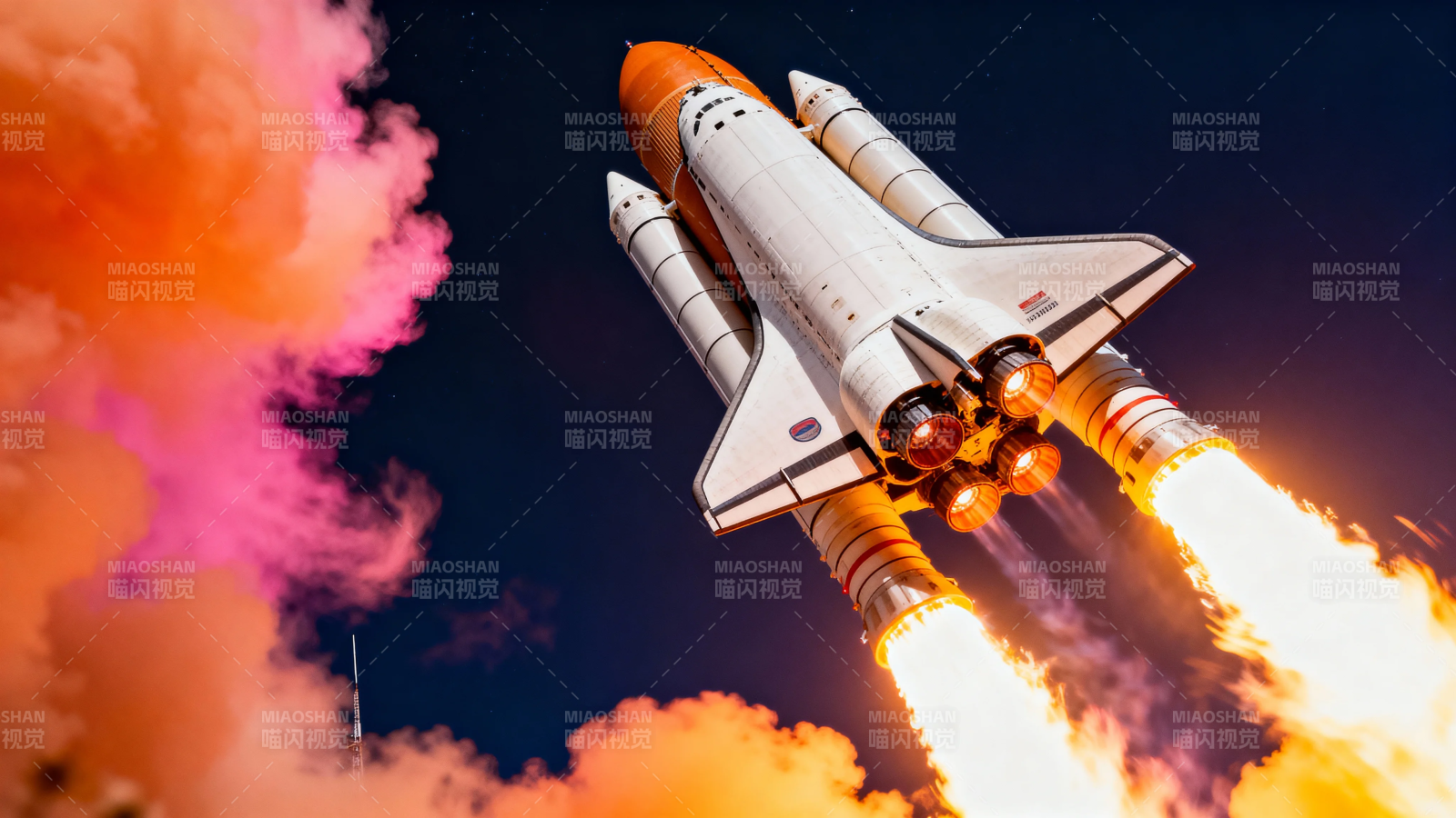 航天飞机点火升空瞬间图片