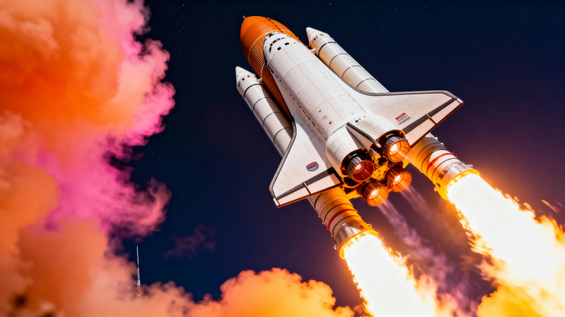 航天飞机点火升空瞬间图片