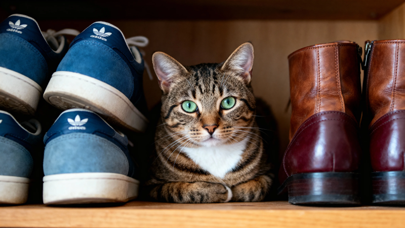 鞋柜里的猫主子图片