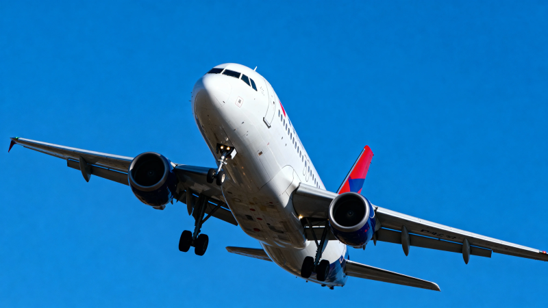 蓝天下的客机起飞瞬间图片