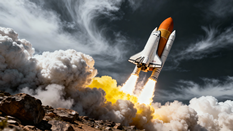 火箭升空 烈焰破云图片