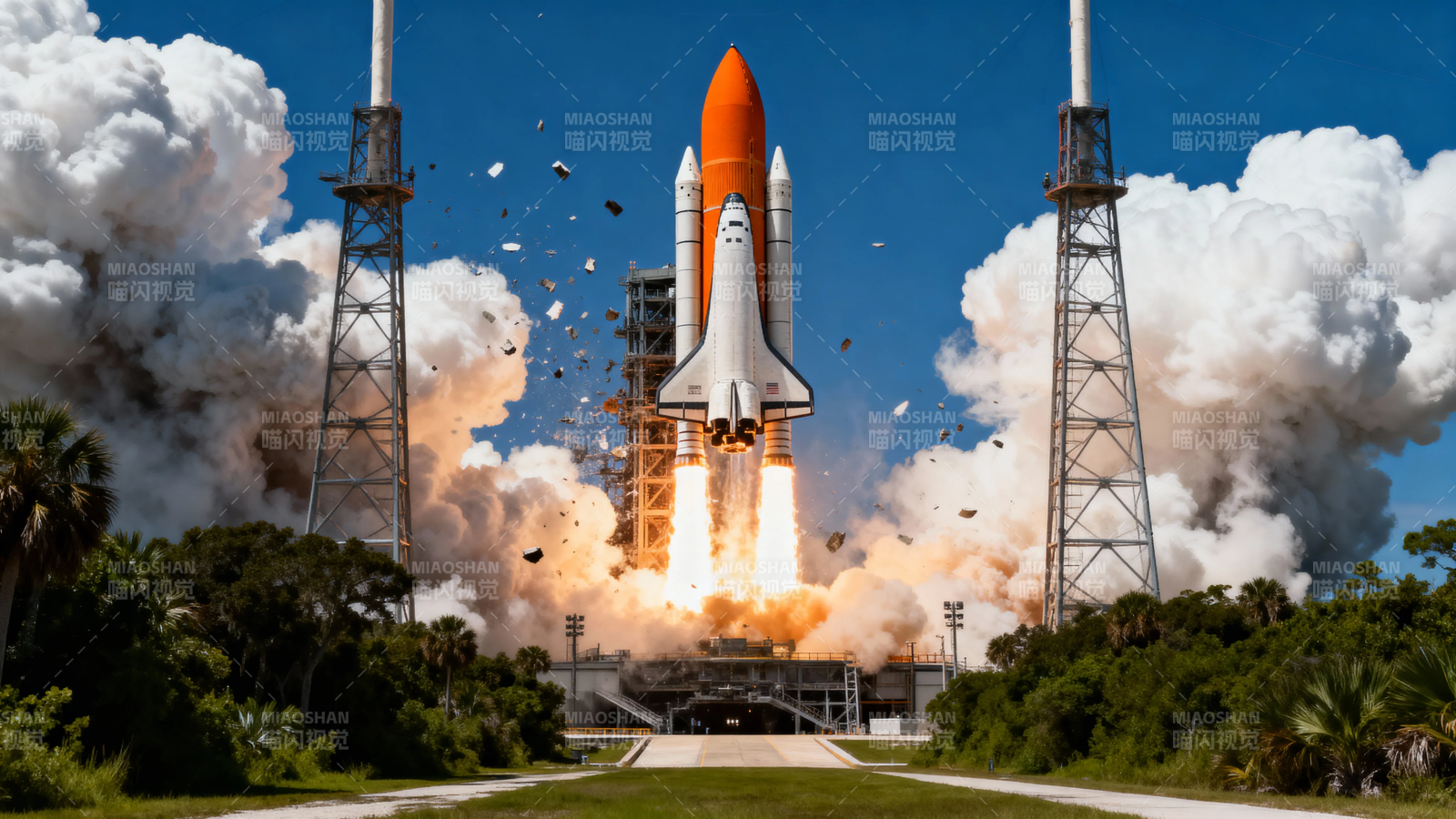 航天飞机发射升空瞬间图片