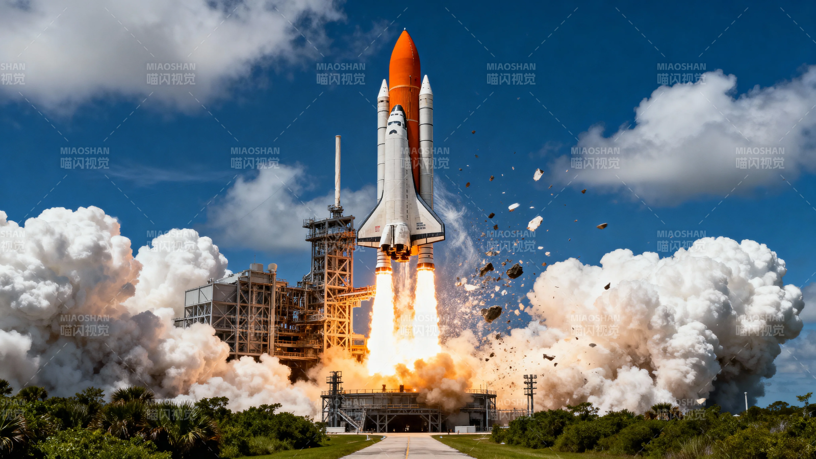 航天飞机发射升空瞬间图片