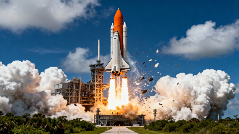 航天飞机发射升空瞬间图片