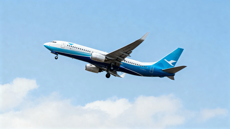 蓝天翱翔的客机图片