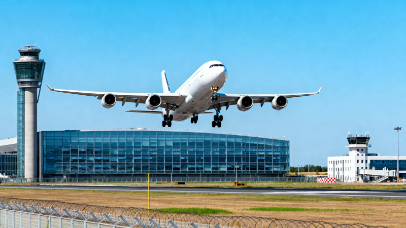 飞机起飞 机场塔台背景图片