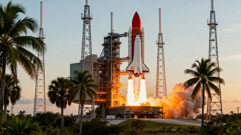 航天飞机发射升空瞬间图片