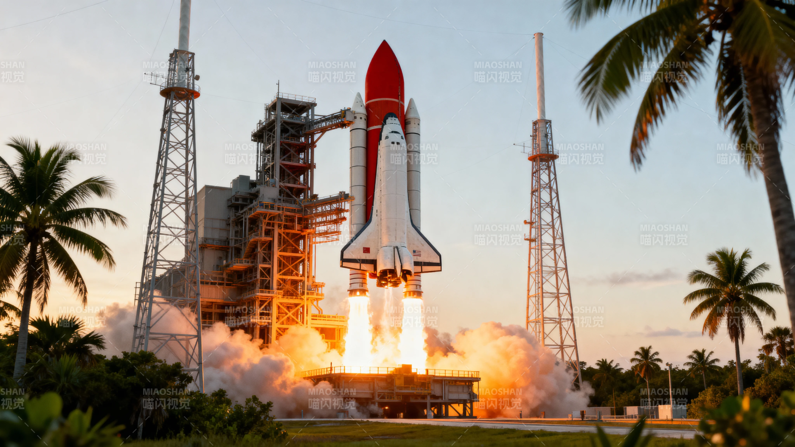 航天飞机发射升空瞬间图片