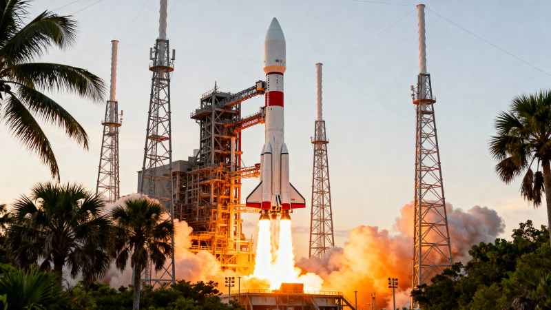 火箭发射 烈焰腾空图片