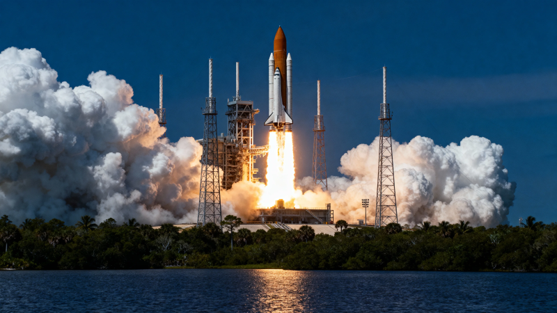 航天飞机发射升空瞬间图片