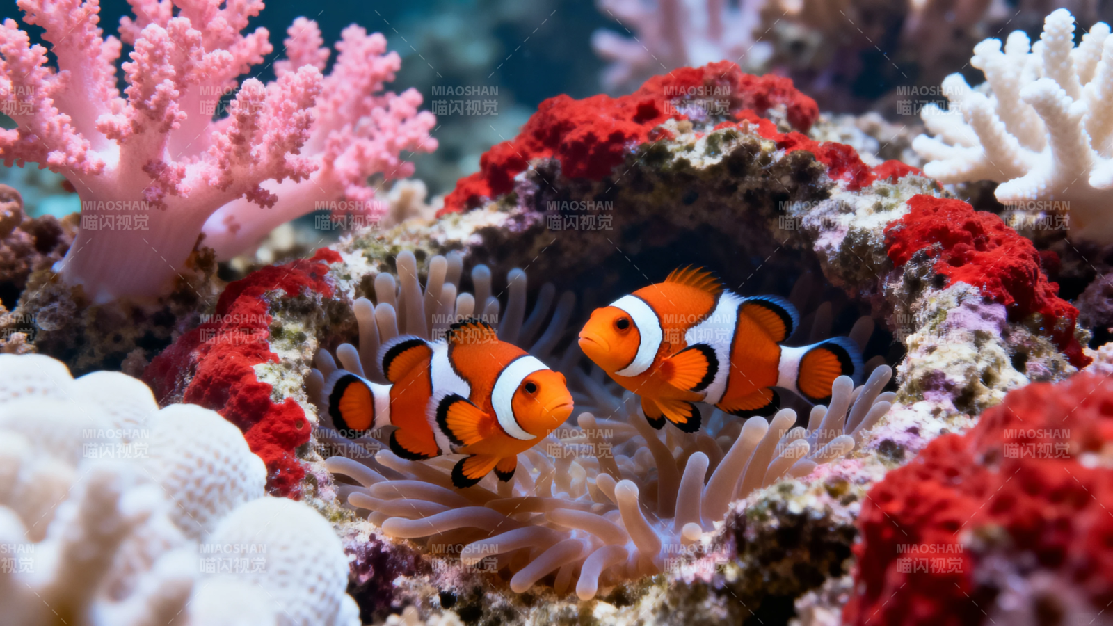 小丑鱼珊瑚共舞图片