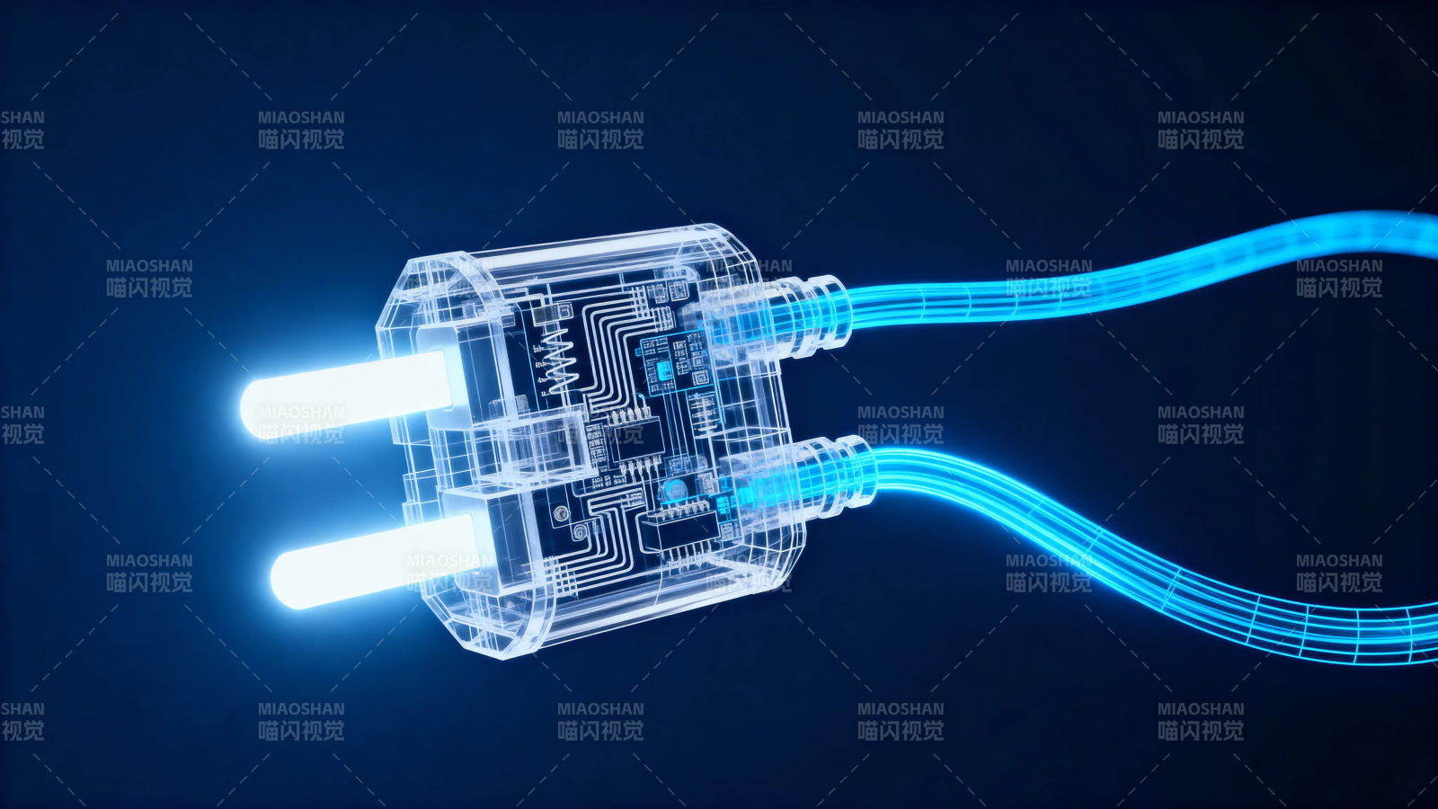 透明插头 蓝光电路未来感图片