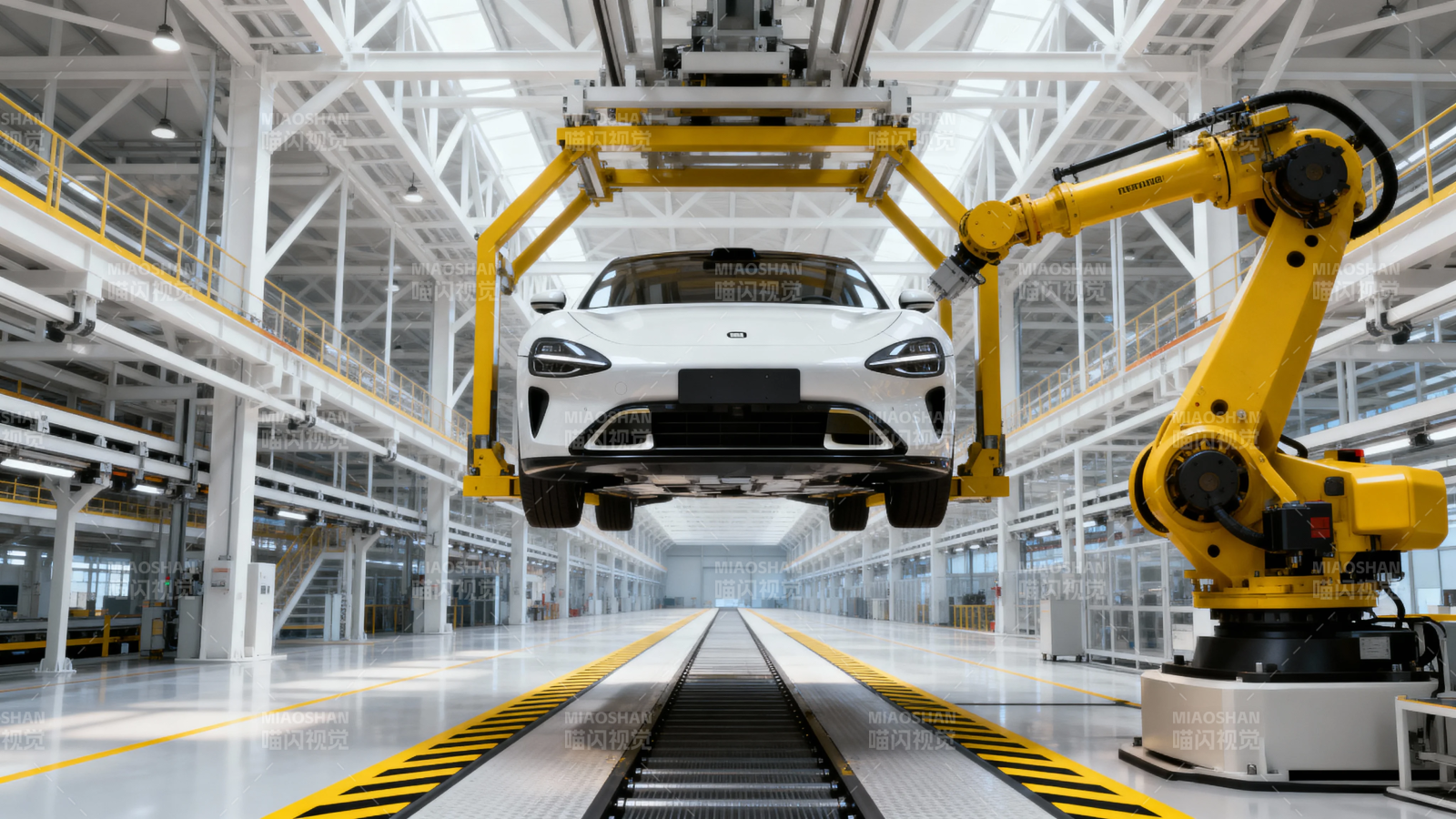 智能工厂机器人装配汽车图片