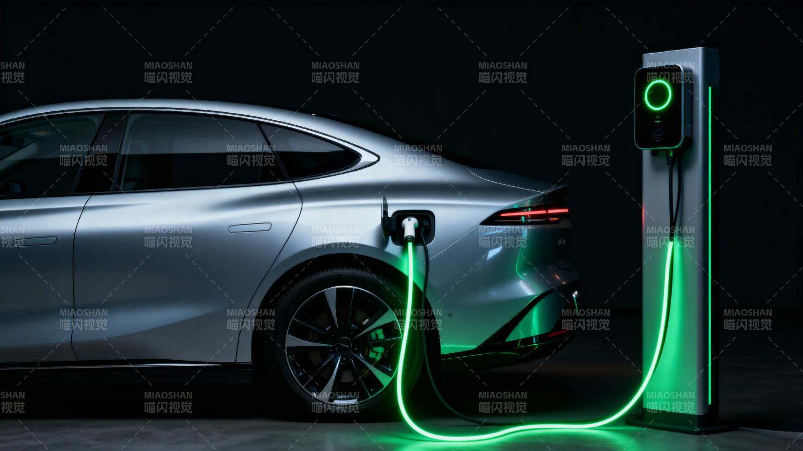 电动车绿色充电中图片