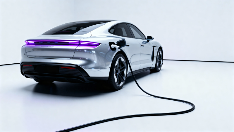 银电轿充电中 紫光尾灯炫目图片