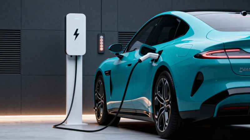 蓝车充电中 科技感十足图片