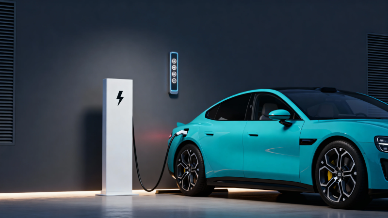 蓝车充电中 科技感十足图片