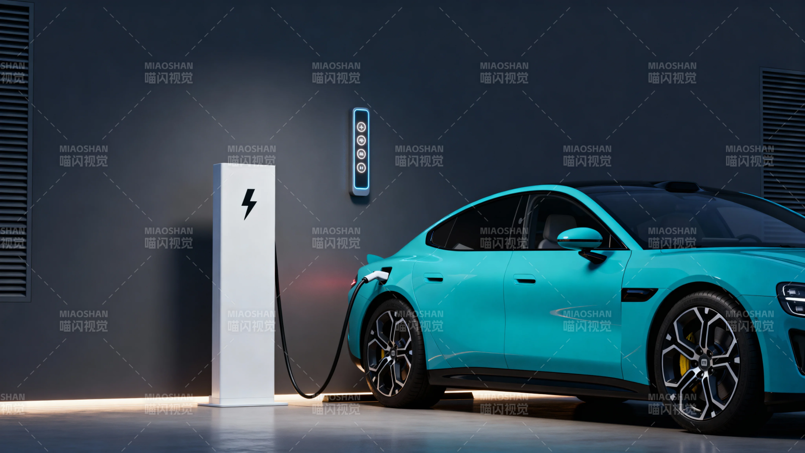 蓝车充电中 科技感十足图片