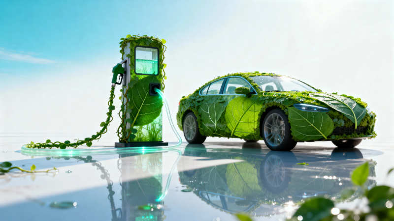 绿能汽车 叶覆车身充电中图片