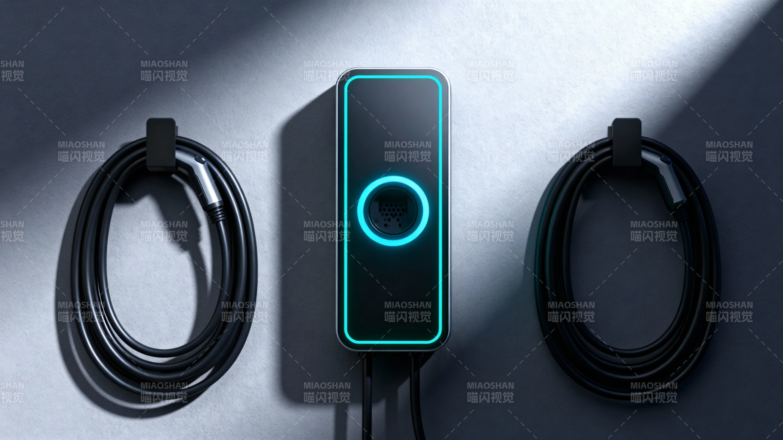 智能充电桩 蓝光环绕设计图片