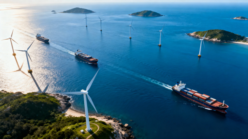 海上风电与航运共融图景图片