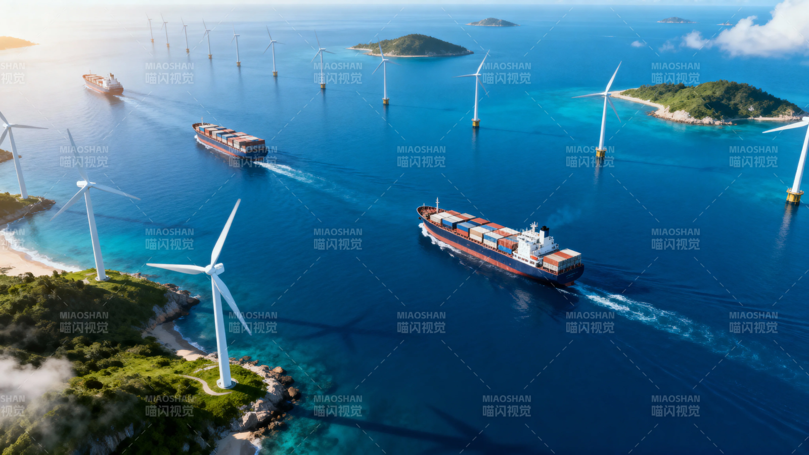 海上风电与航运共融图景图片