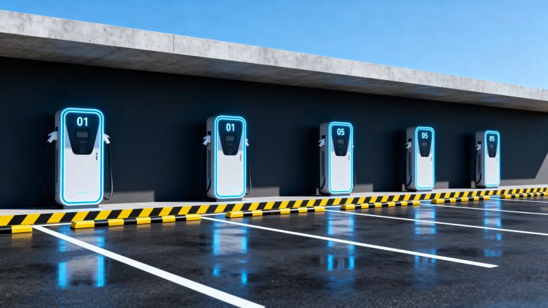 电动车充电站夜景图片