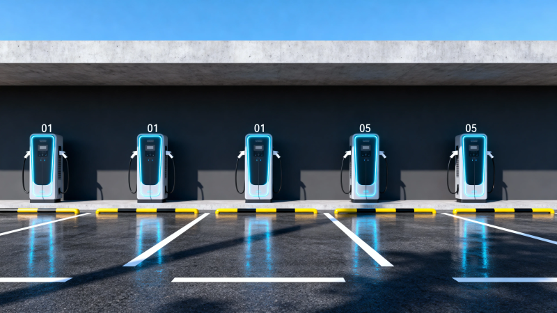 电动车充电站全景图图片