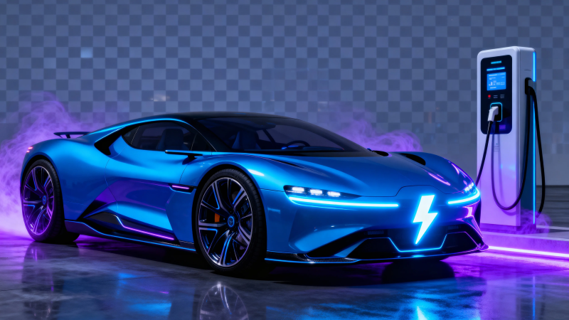 蓝光电超跑充电中图片