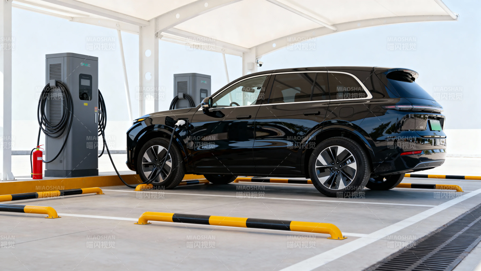黑SUV充电站充电中图片
