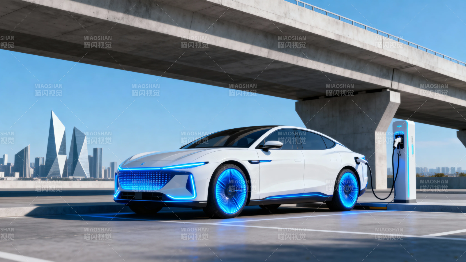 未来电动轿跑充电中图片