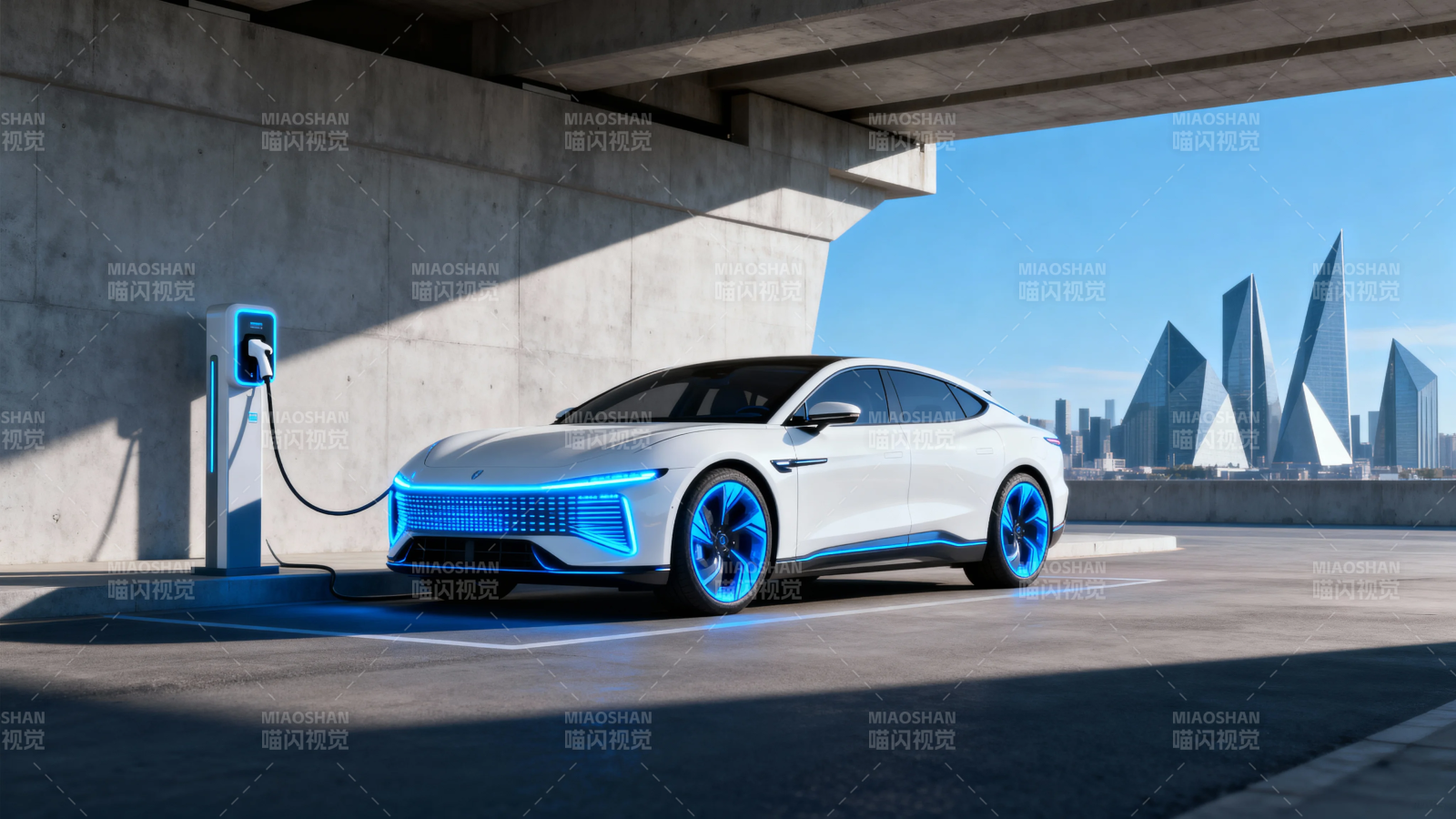 未来电车 蓝光充电中图片