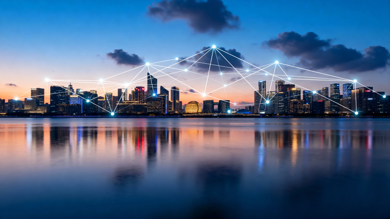 智联城市 夜幕光影网图片