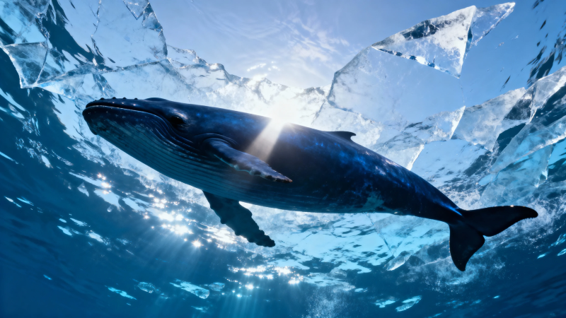 冰海鲸影 阳光穿透碎冰图片