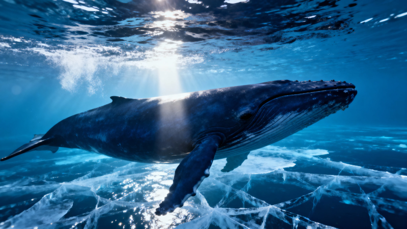 鲸游冰海 光透深蓝图片