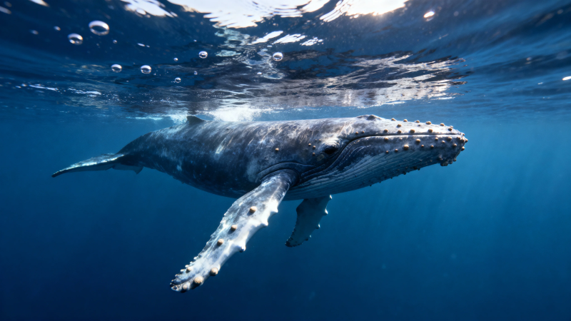 深海巨鲸悠然游弋图片